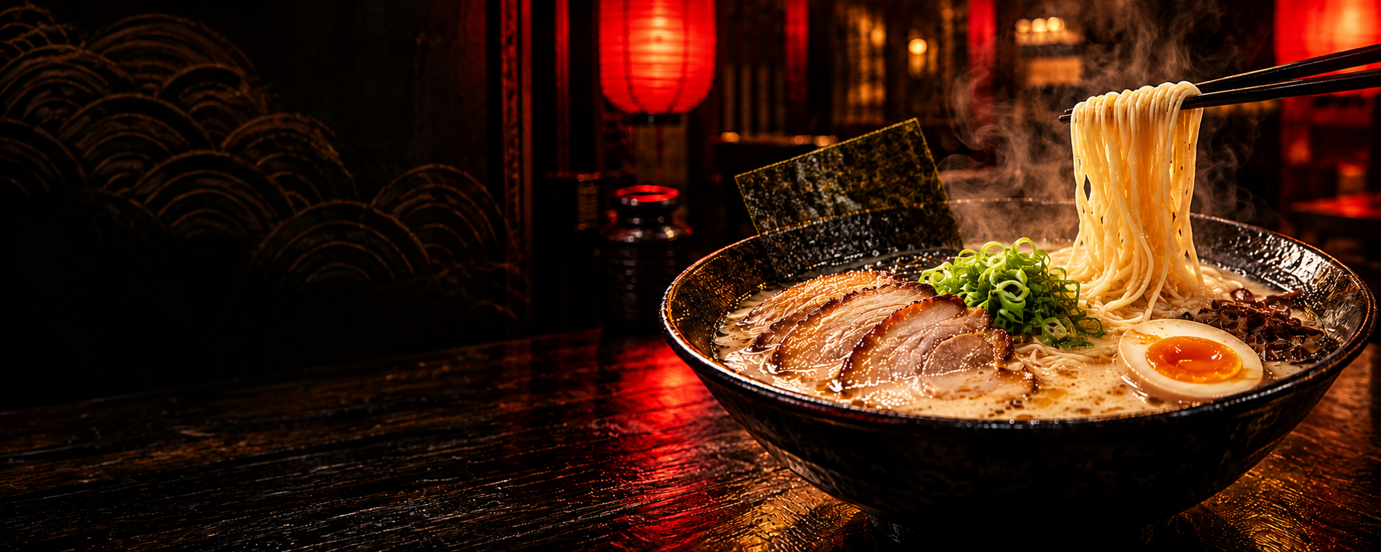 Tazón completo de ramen tonkotsu con cerdo, huevo, nori y fideos